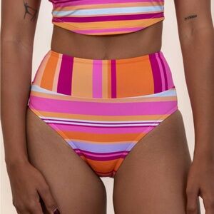 NANI SWIMWEAR Sunset Stripe Mid Rise Bottom - size Large NWT